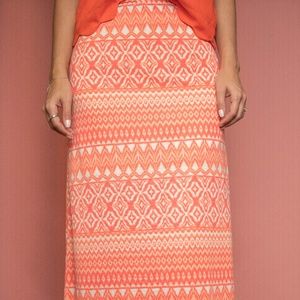 Coral & White Maxi Skirt